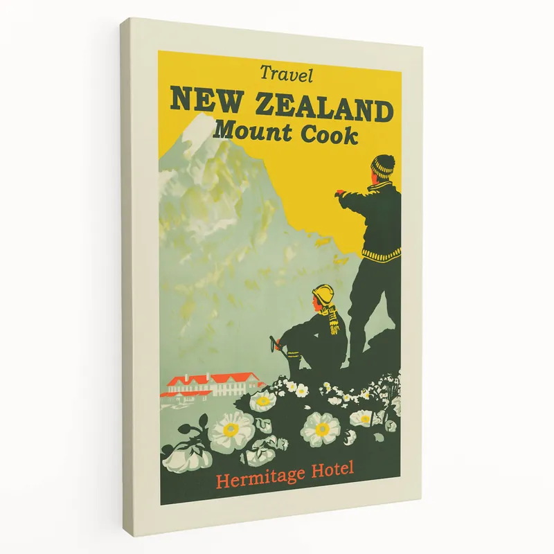 Hot Deal Retro New Zealand Mount Cook Poster – Vintage Alpine Travel Art