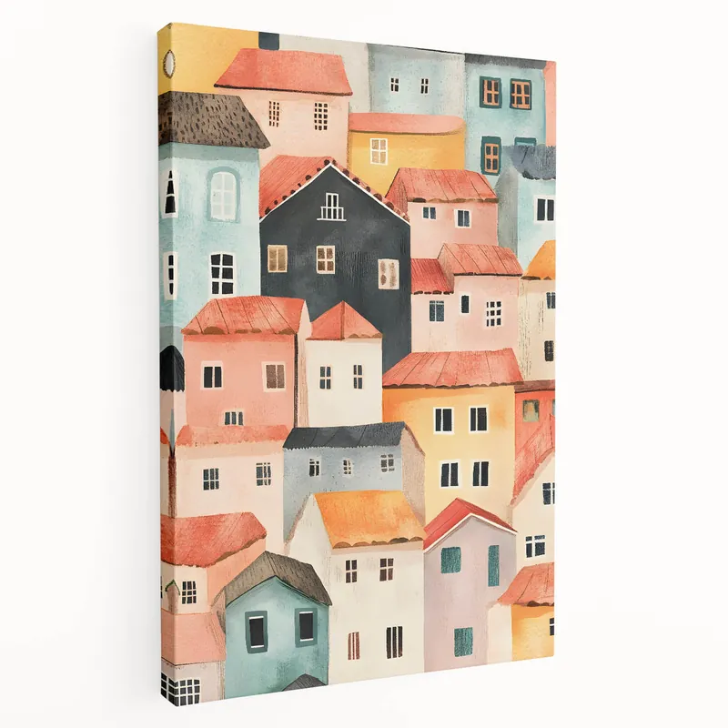 Colorful Village Nursery Wall Art – Kids Room & Baby Decor Warranty Included