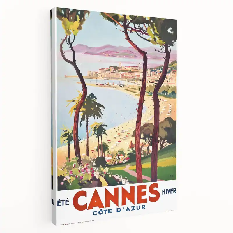 Retro Cannes Travel Poster – Vintage Côte d'Azur Art Print Low Price