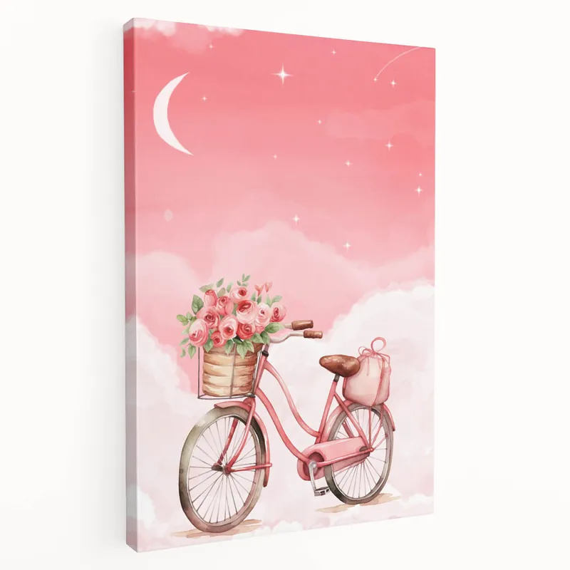 Girls Bedroom Art – Dreamy Bicycle and Roses Watercolor Print Price Drop