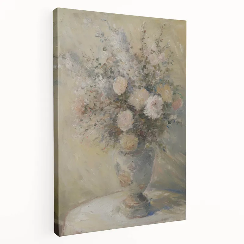 Elegant Floral Living Room Wall Art – Beige & Pastel Canvas Order Now