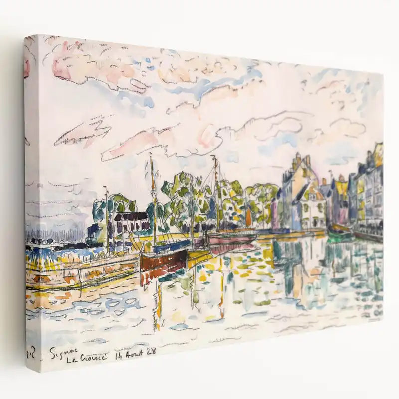 Modern Wall Art of Scenic Harbor - Abstract Coastal Contemporary Style Price Cut