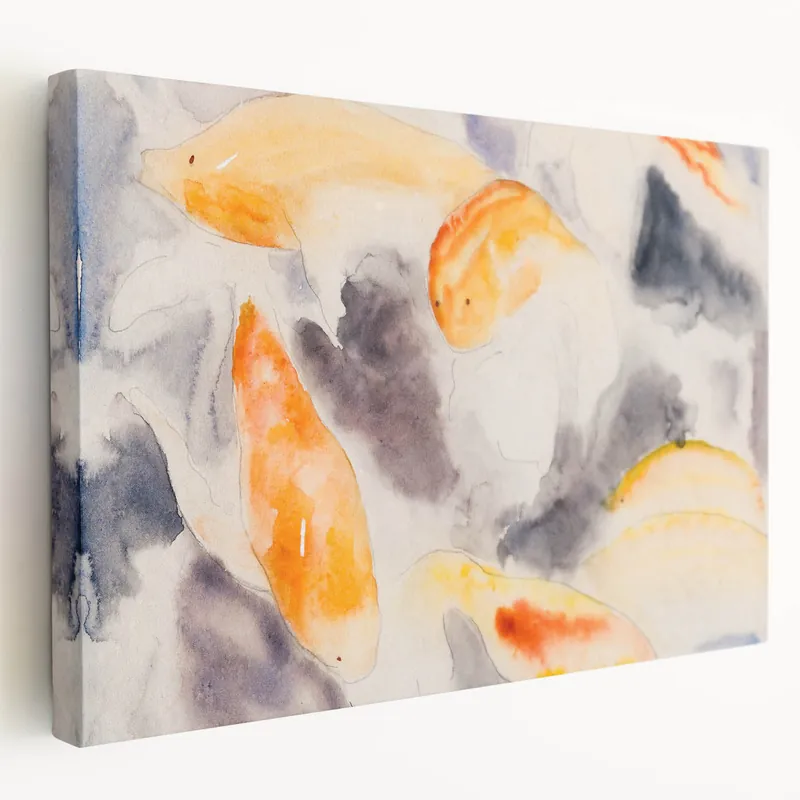 Sale Modern Wall Art: Abstract Fish Watercolor with Soft Pastel Tones