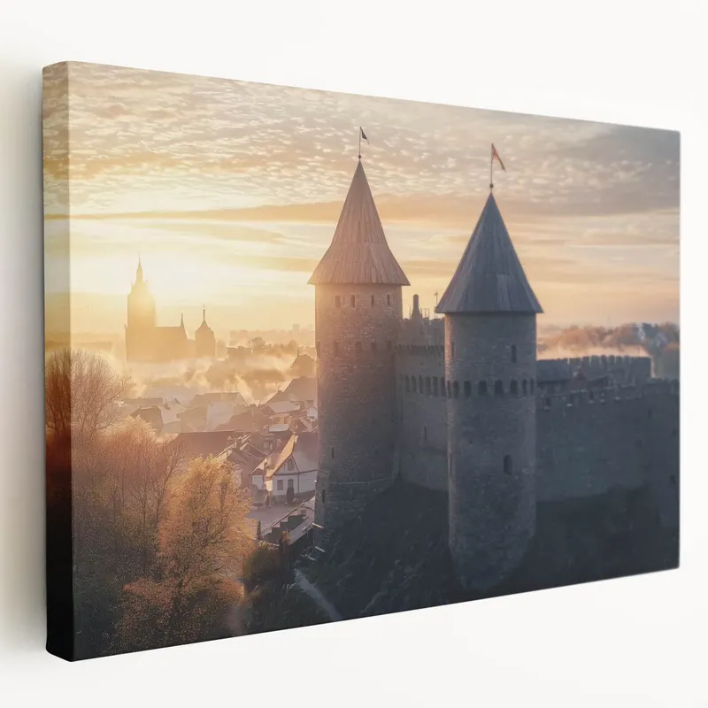 Sunrise Castle - Medieval Fortress with Golden Morning Glow Seasonal Sale