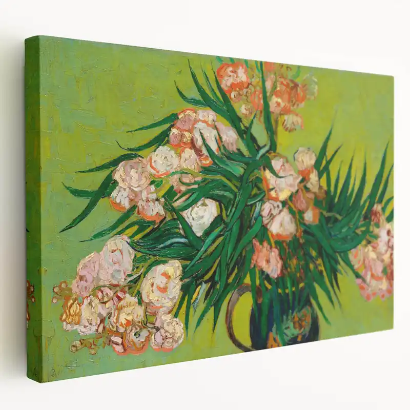 Viral Van Gogh Canvas Prints - Oleanders in Vase Vibrant Wall Art