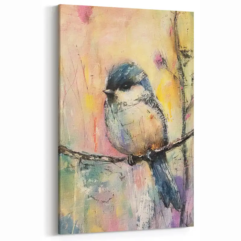 Seasonal Sale Soft Pastel Bird Wildlife Painting - Animal Canvas Wall Art for Home Decor