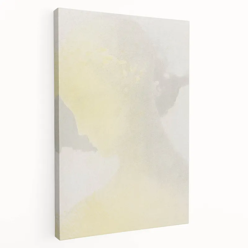 Modern Elegant Minimalist Wall Art - Soft Portrait in Subtle Yellow Tones