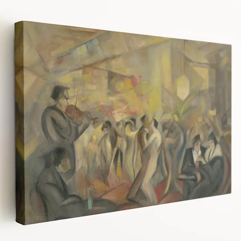 Abstract Paris Café Wall Art - Modern Warm Toned Social Scene Decor Buy Today