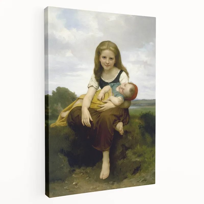 Realism Art Prints - Sister and Brother Portrait by William Bouguereau Affordable
