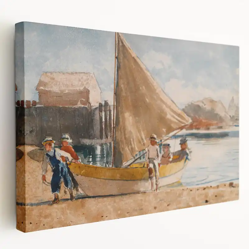 Reduced Price Realism Art Prints - Summertime by Winslow Homer Coastal Boat Scene Art