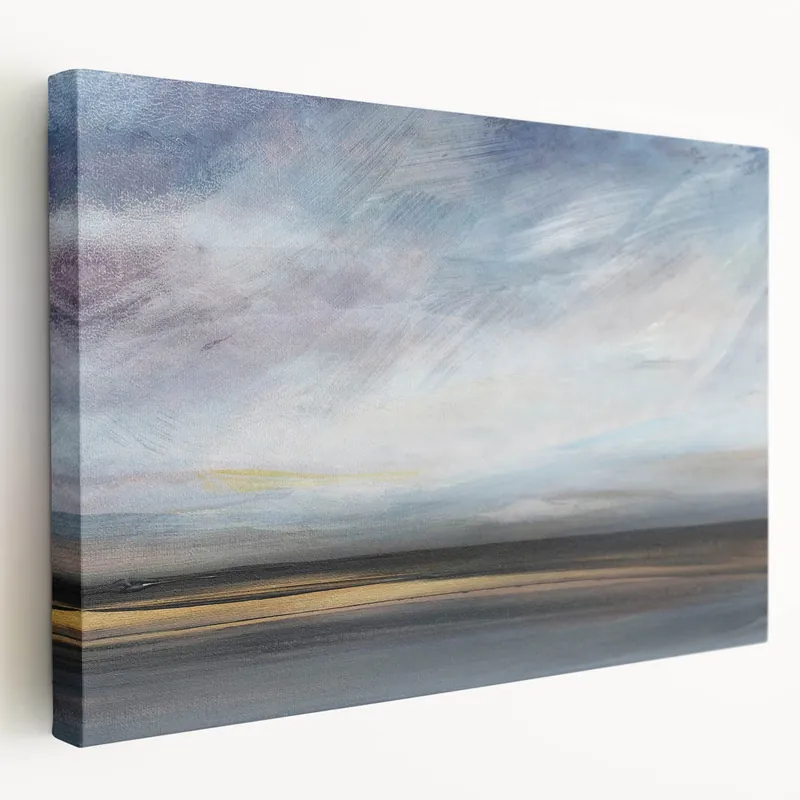 Direct From Factory Modern Landscape Abstract - Moody Skies and Golden Horizon Canvas Art