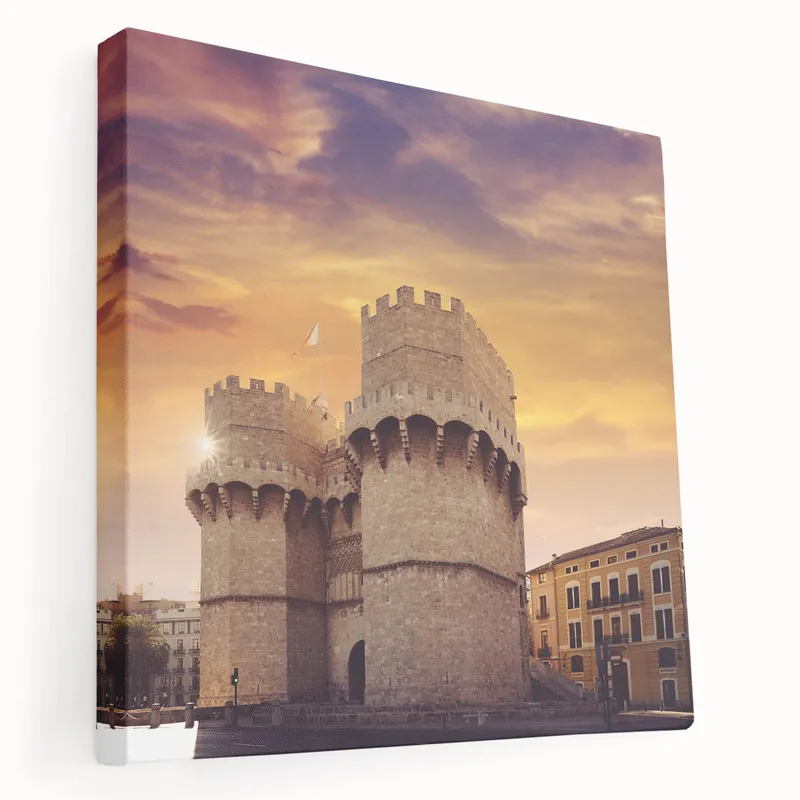 While Supplies Last Valencia Landscape Art - Torres de Serranos at Sunset Canvas Print