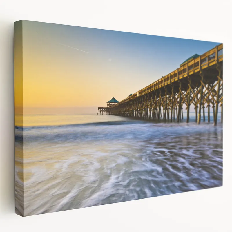 Special Discount Charleston Scenic Art – Folly Beach Pier at Sunset Charleston SC Art Print