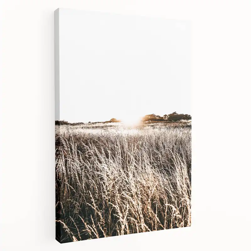 Clearance Farmhouse Wall Art: Golden Sunset Over Wheat Field Country Décor