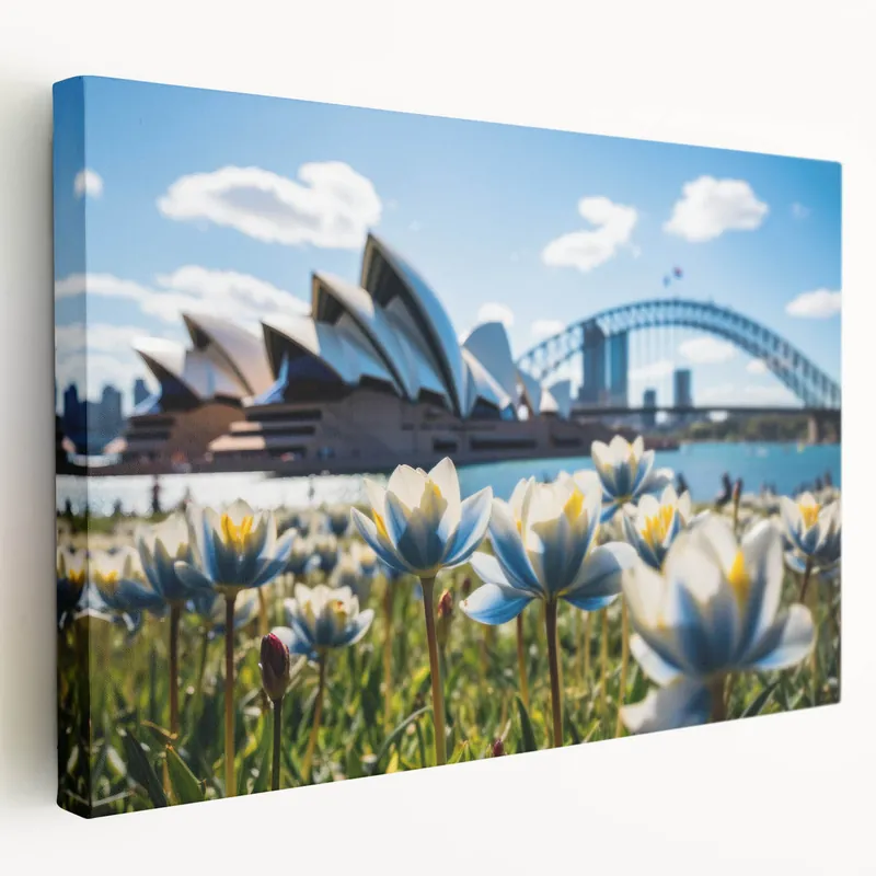 Sydney Opera House and Harbour Bridge Art - Floral Foreground Canvas Print Last Chance
