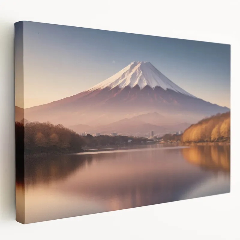 Tranquil Volcano Lake Art – Serene Landscape Canvas Wall Decor Save Now