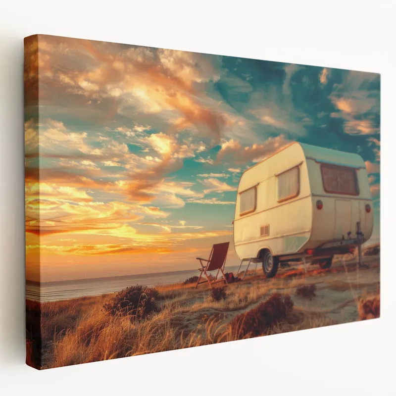 While Supplies Last Sunset Serenity Caravan Art - Tranquil RV Wall Decor for Relaxation