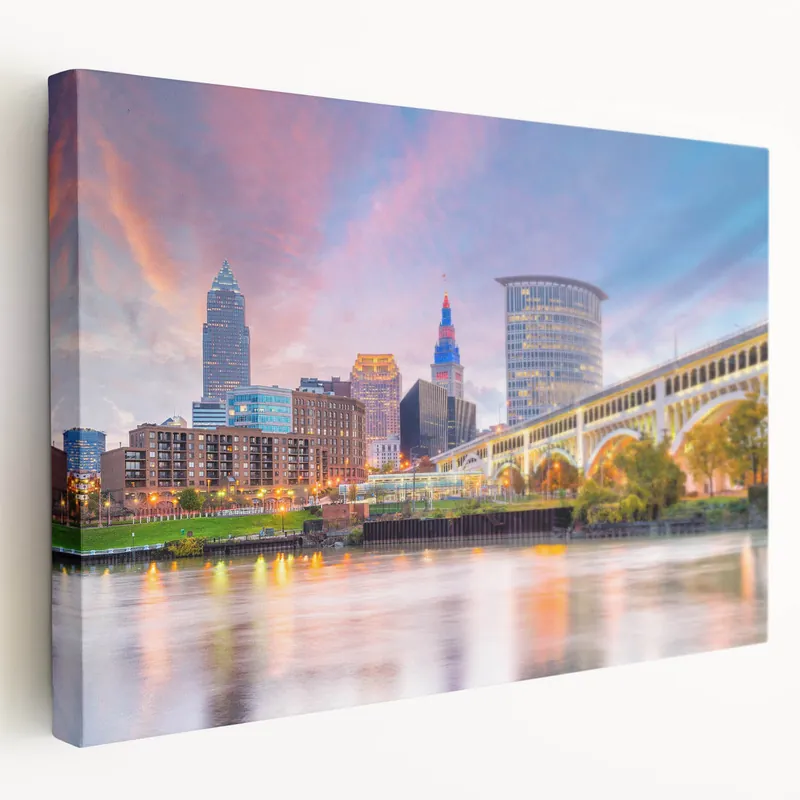 Vibrant Cleveland Skyline Wall Art - Downtown Cityscape Canvas Print Top Pick