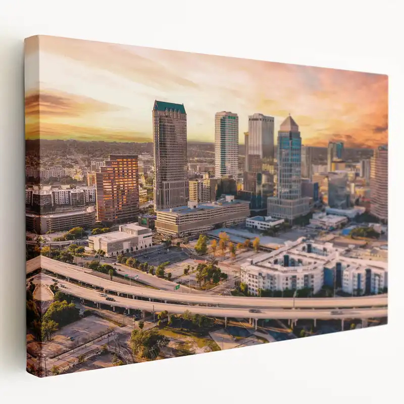Tampa Skyline Wall Art - Vibrant Sunset Cityscape Photography While Supplies Last