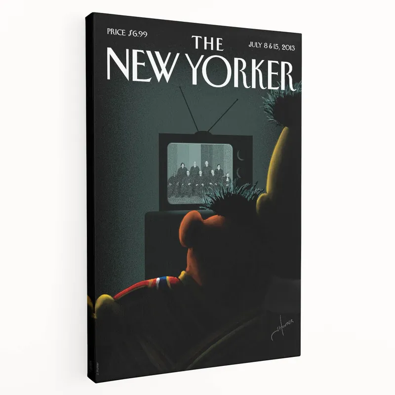 Vintage New Yorker Poster – Bert and Ernie Watching TV Art Print Place Order
