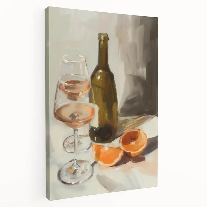 Wine & Orange Still Life – Fruit Photography Art Print Grab Now