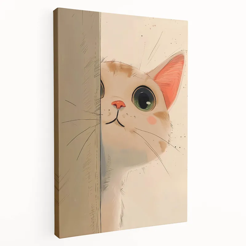 Top Rated Curious Kitten Girls Room Wall Art - Playful Nursery Cat Print