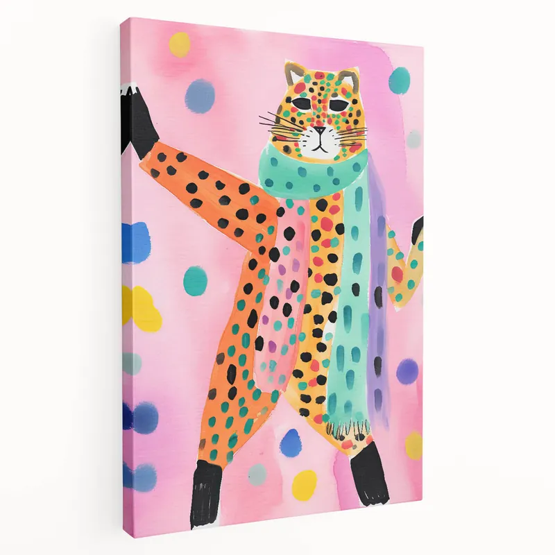 Weekend Sale Framed Canvas Art for Children - Playful Cheetah Nursery Print