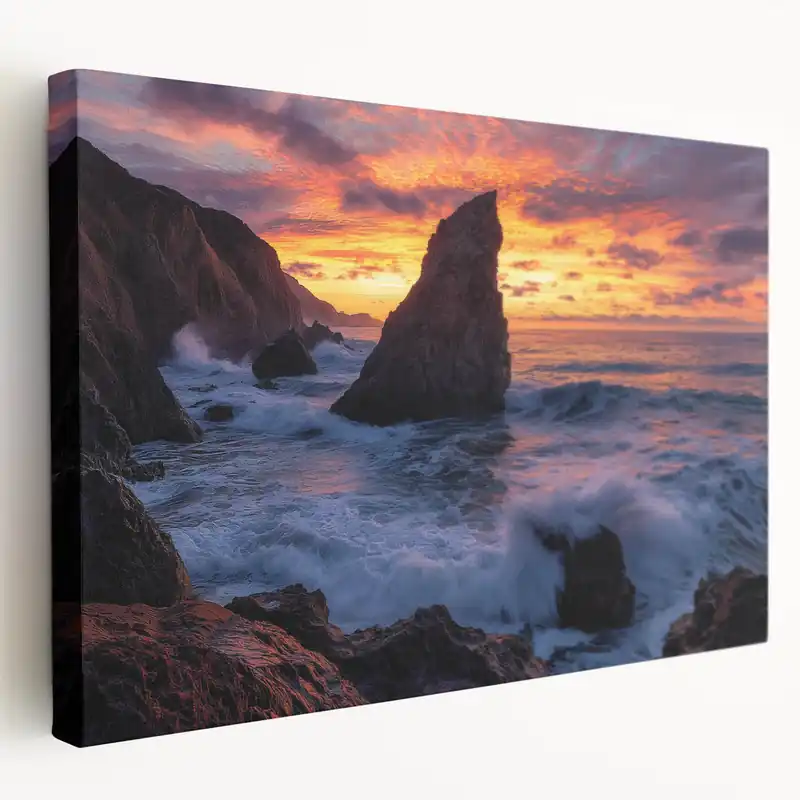 Free Delivery Dramatic Ocean Cliffs Wall Art - Sunset Seascape Canvas Print