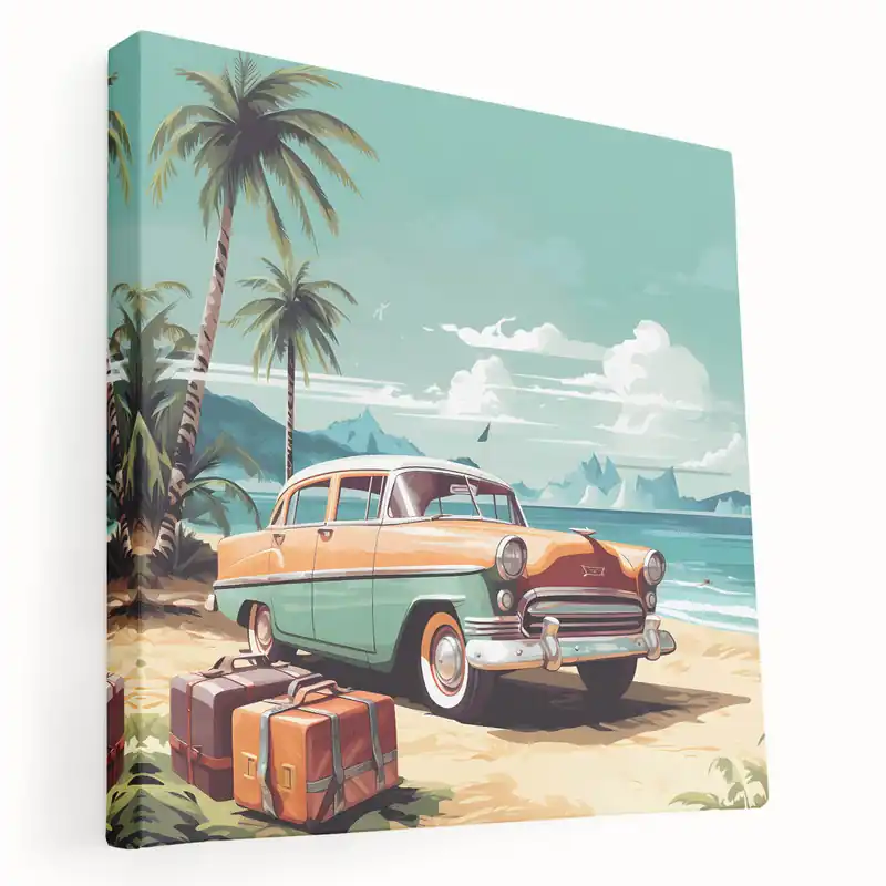 Viral Vintage Car Service Vehicles Wall Art - Coastal Retro Automotive Print