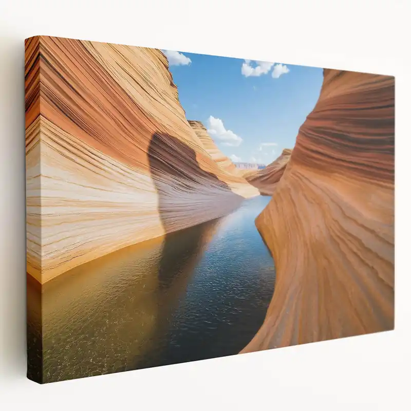Same Day Shipping Ripple Canyon Reflection Art - Tranquil Sandstone Canvas Decor