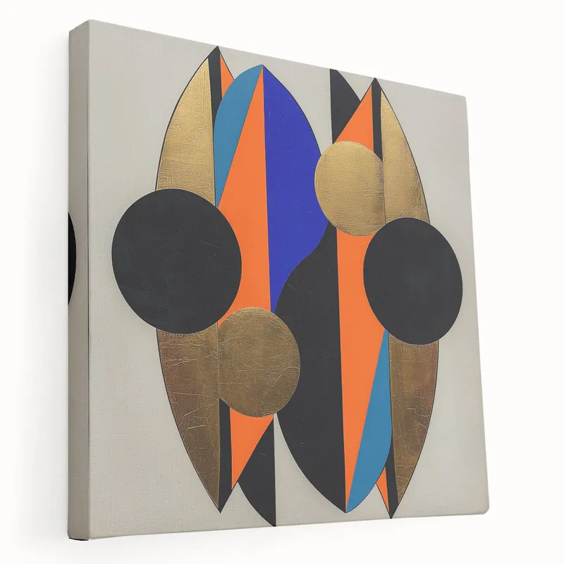 Modern Geometric Art Prints - Vibrant Abstract Shapes with Gold Accents Certified