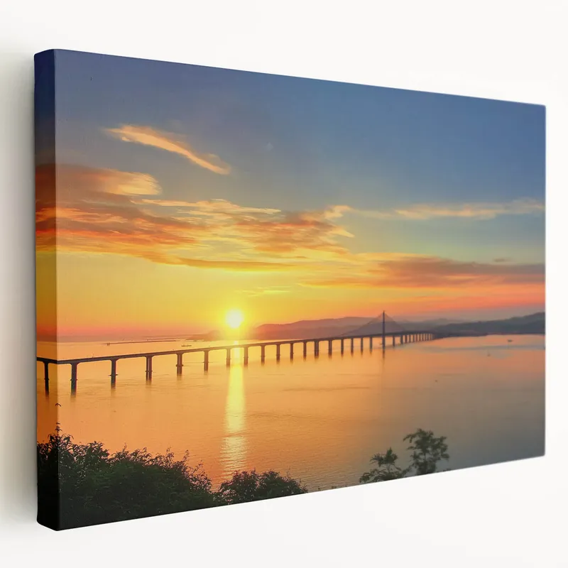 Best Price Golden Sunset Bridge Artwork – Majestic Landscape Bridge Canvas Prints