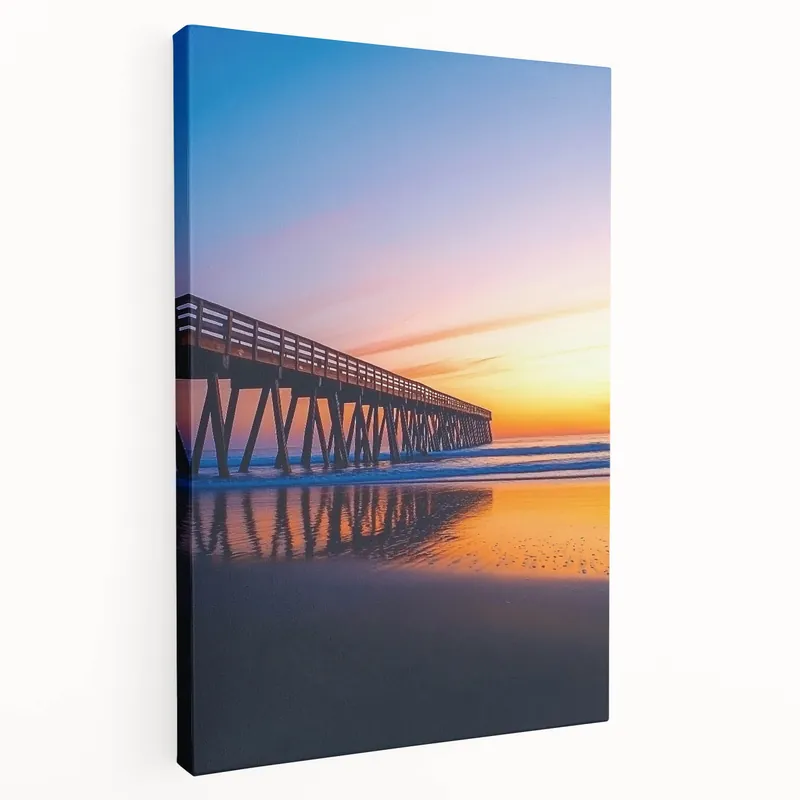 Wholesale Scenic Bridge Paintings – Serene Twilight Reflection Canvas Art