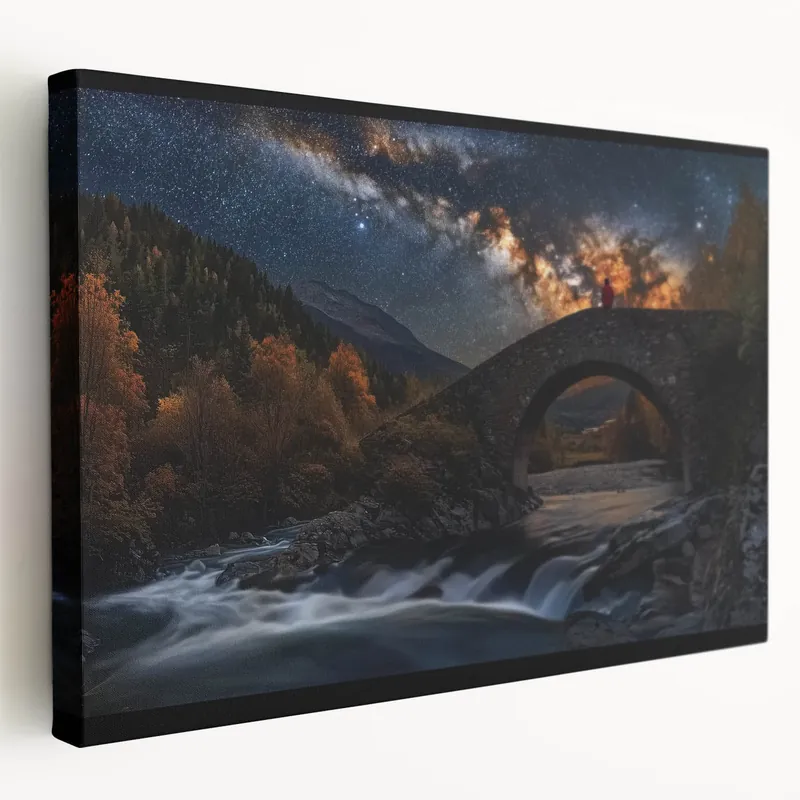 Starry Night Bridge Art - Cosmic Landscape Photography Print Viral