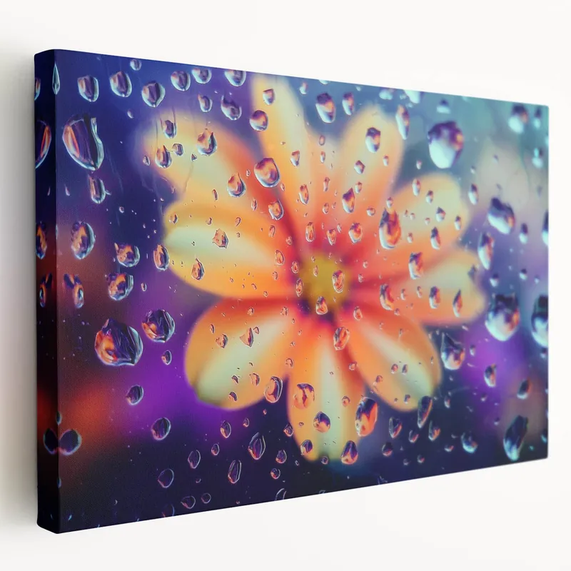 Tranquil Water-Themed Wall Art - Nature Close Up with Dewy Flower Editor’s Pick