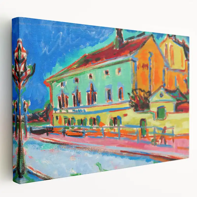 One Day Deal Vibrant Expressionist Cityscape - Colorful Dance Hall Canvas Print