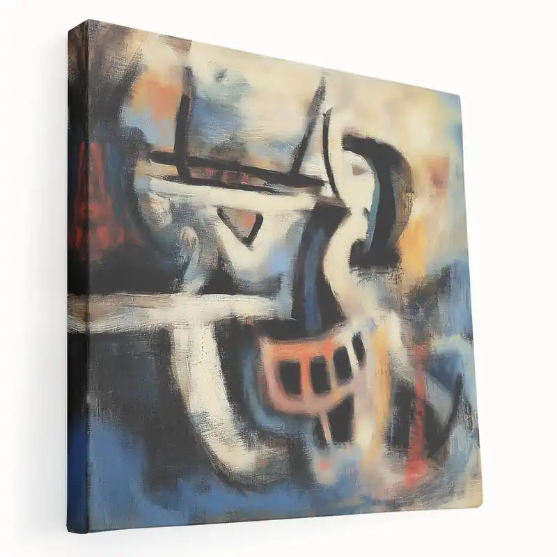 Abstract Expressionist Splatter Art - Bold Blue and Orange Canvas Decor Sale