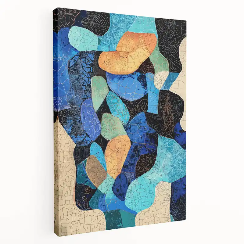 Trusted Brand Abstract Mosaic Wall Art - Vibrant Blue, Orange, and Teal Patterns