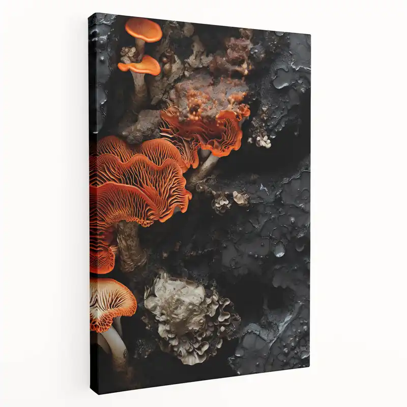 Vibrant Macro Wall Art - Fiery Orange Gilled Mushroom Closeup Print Money Back Guarantee