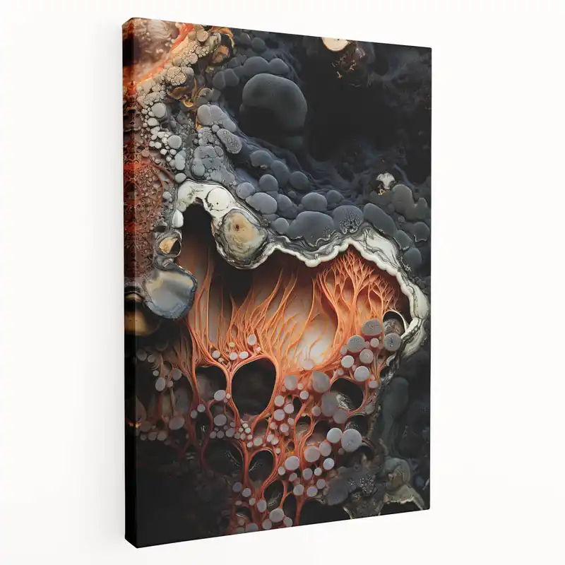 Buy Direct Abstract Macro Nature Art - Fiery Orange Root-Like Textured Print