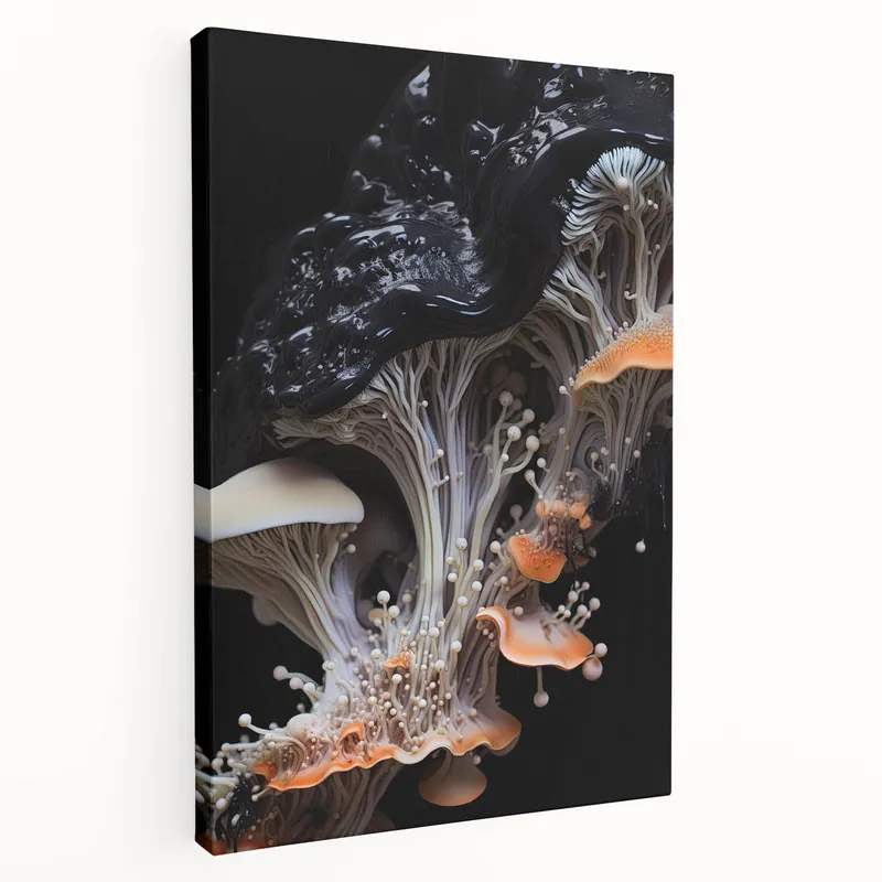 Wildlife Closeup Art Prints - Cream and Orange Mushroom Macro Design Get Yours