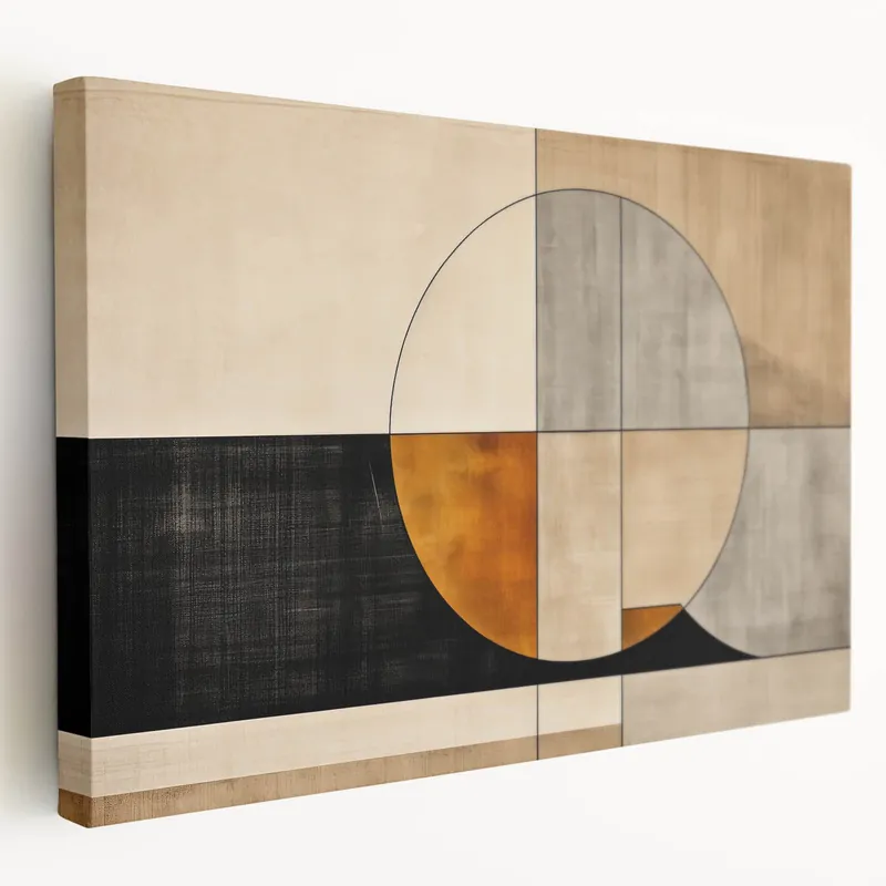 Order Now Modern Geometric Abstract Art - Minimalist Circle and Lines Canvas