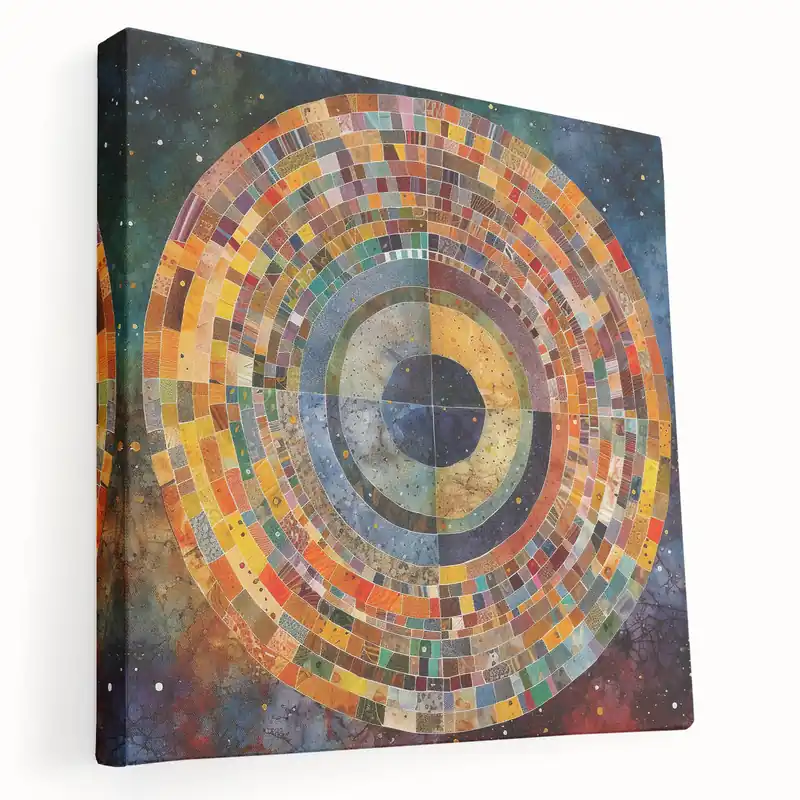 Weekend Sale Circular Mosaic Abstract Art - Colorful Geometric Strokes Canvas Print