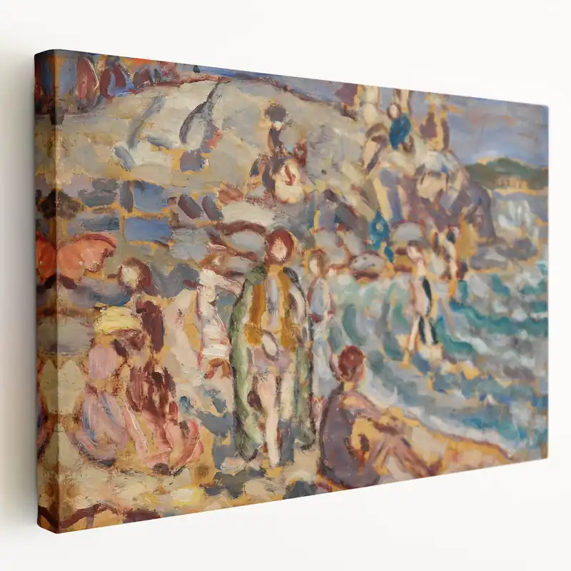 Wholesale Impressionist Beach Scene - Modern Wall Art of Seaside Gathering