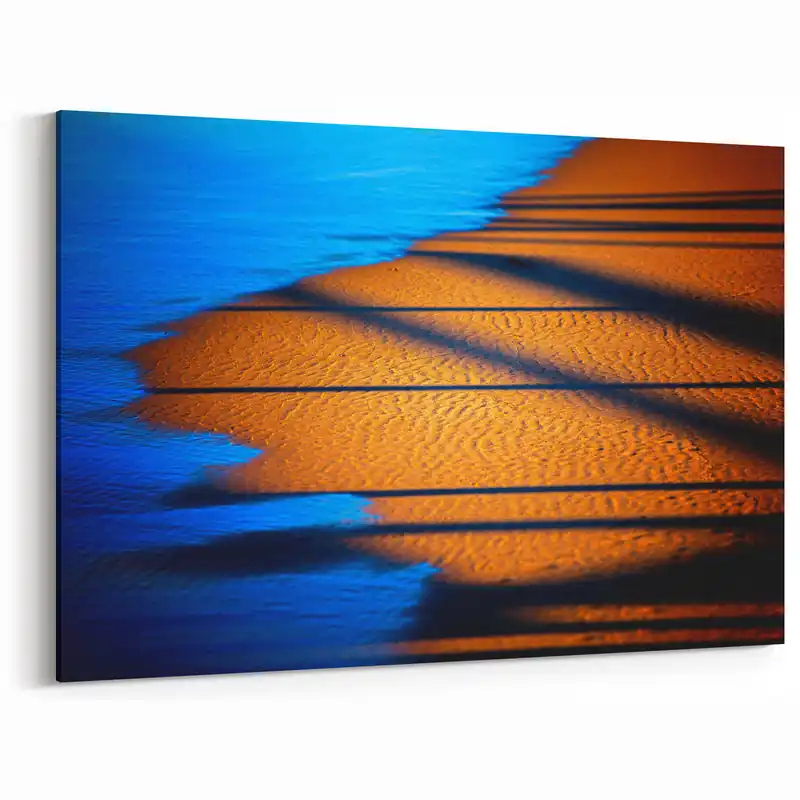 Tropical Paradise Abstract Art - Vibrant Blue & Orange Coastal Decor Authentic