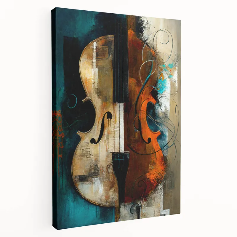 Luxury Abstract Violin Art - Vibrant Musical Instrument in Earthy Tones