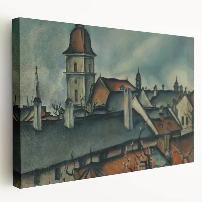 View of Košice Realism Art Print - Classical Realism Canvas Wall Decor Big Sale