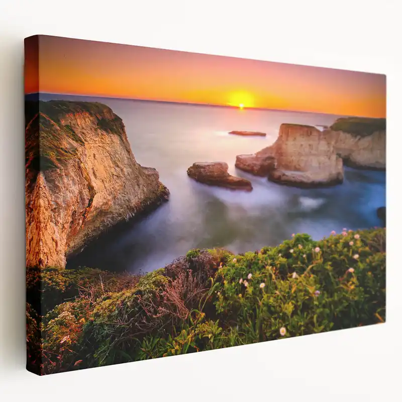 Authentic Santa Cruz Coastal Cliffs Sunset Wall Art - California Scenic Canvas Prints