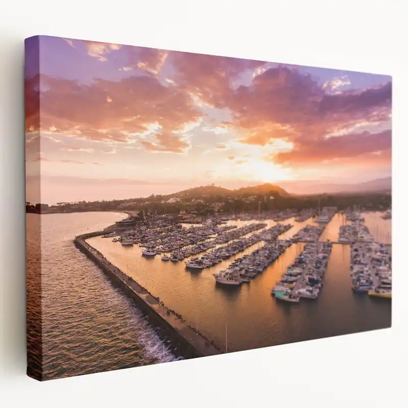 Santa Barbara Harbor Art - Sunset Marina California Coast Decor In Demand
