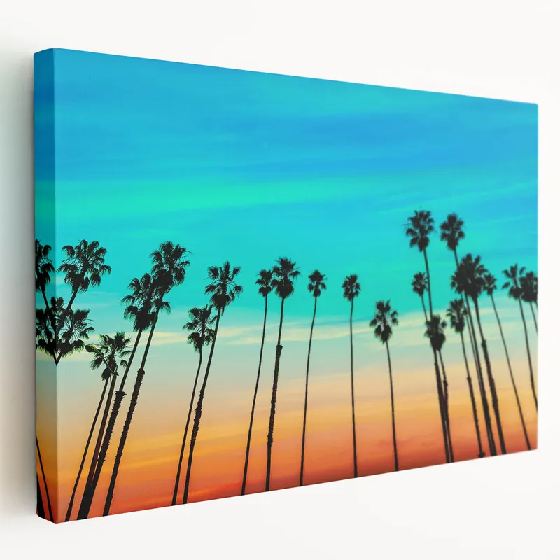Santa Barbara Wall Art - California Beach Palm Trees at Sunset Bargain